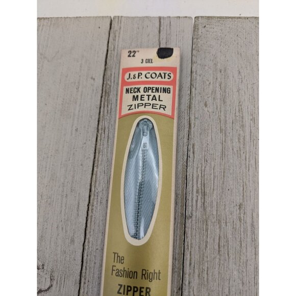 Vintage J&P Coats Neck Opening Metal Zipper 22" Ciel Blue 3 - Picture 2 of 4